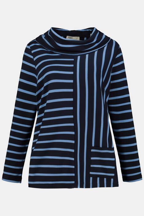 Sweatshirt, Streifen, Rollkragen, Langarm, Biobaumwolle