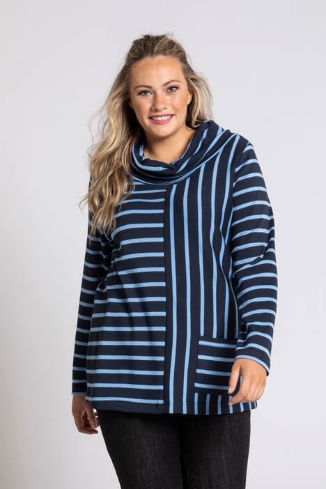 Sweatshirt, Streifen, Rollkragen, Langarm, Biobaumwolle