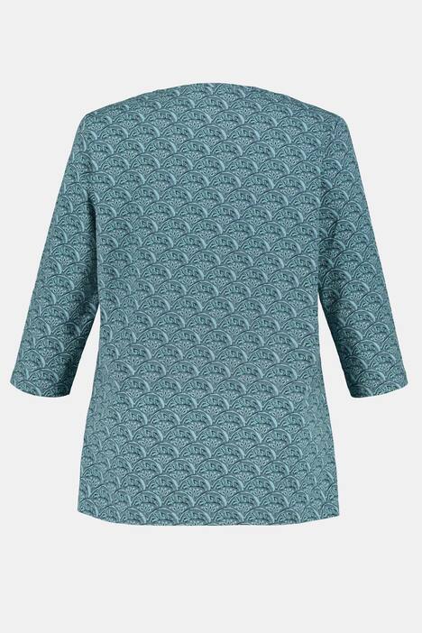 Shirt, Federmuster, A-Linie, 3/4-Arm, Biobaumwolle