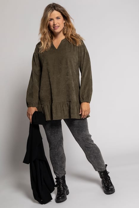 Baby Corduroy Ruffle Hem Stretch Tunic