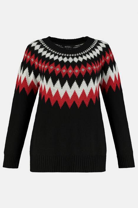 Pullover, glitzerndes Norwegermuster, Raglanärmel