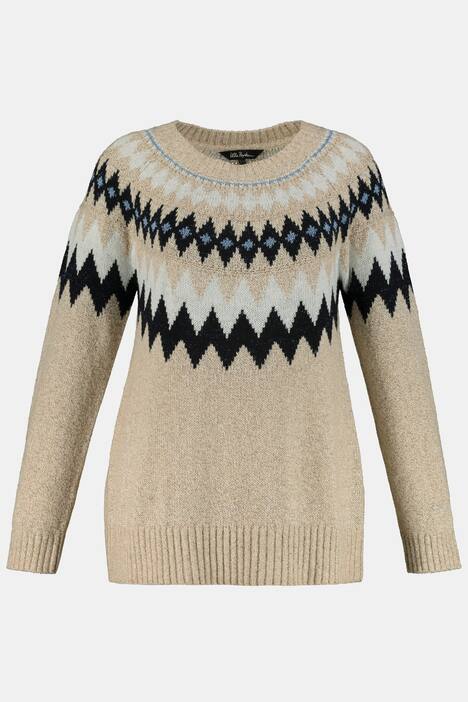 Pullover, glitzerndes Norwegermuster, Raglanärmel