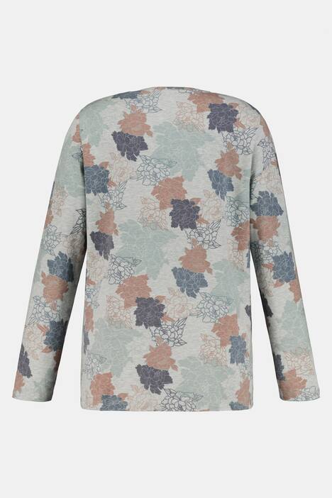 Shirt, Blättermuster, Classic, V-Ausschnitt, Langarm