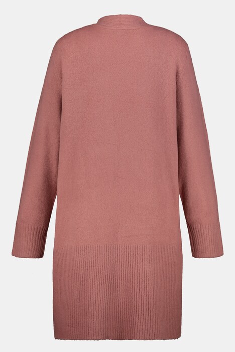Open Front Ribbed Trim Cardigan Sweater