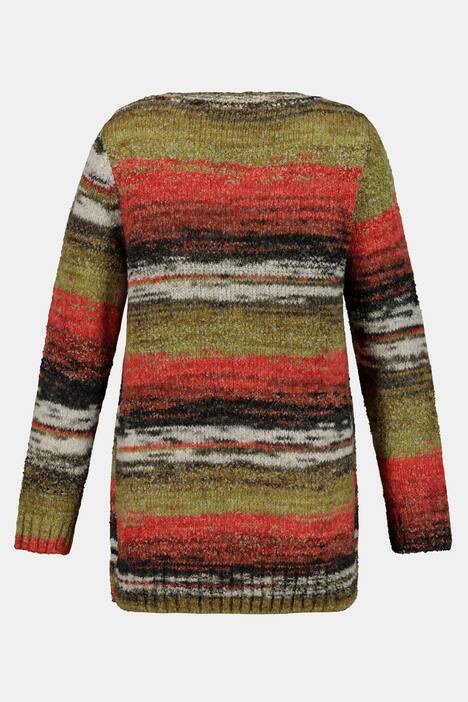 Pullover, Streifen, V-Ausschnitt, weicher Feinstrick