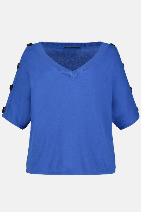 Pullover Identity, Jersey, oversized, Schulterknöpfe