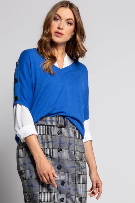 Pullover Identity, Jersey, oversized, Schulterknöpfe
