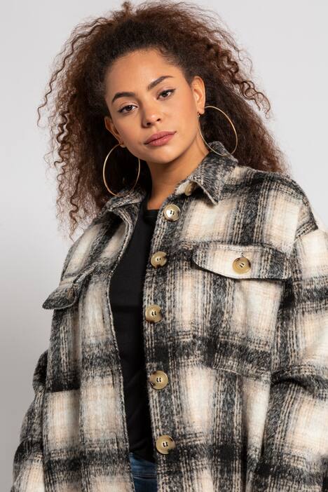 Hemdjacke,Oversized, Longform, Karo, soft geraut