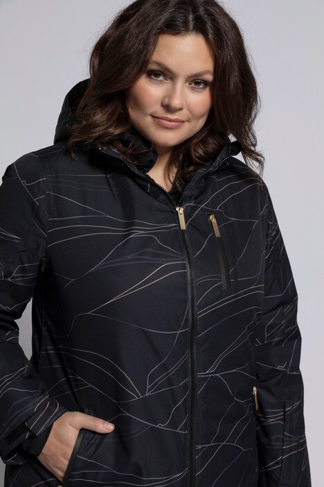 Line Print Triple Function Fully Lined Ski Jacket