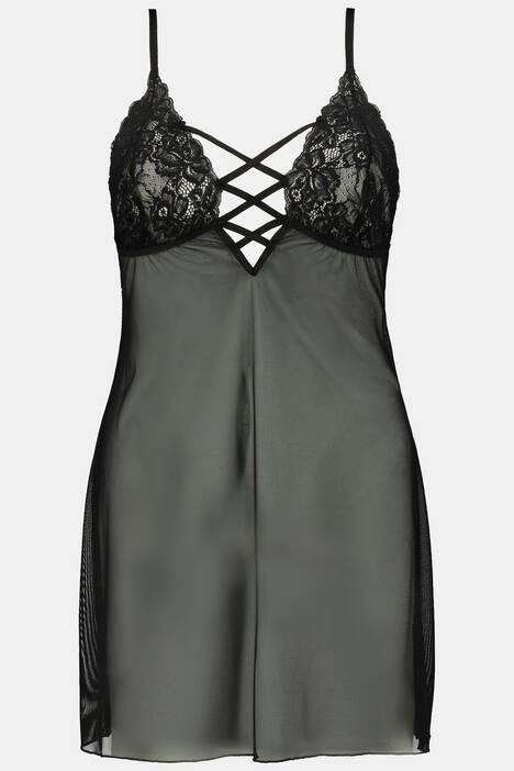Négligé + string, set de 2 articles, dentelle transparente