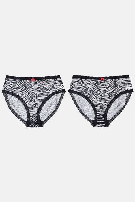 Slips, lot de 2, dentelle imprimée, transparents