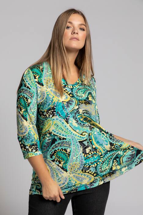 Slinkyshirt, A-Linie, Paisleydesign, 3/4-Ärmel