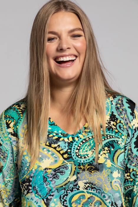 Slinkyshirt, A-Linie, Paisleydesign, 3/4-Ärmel