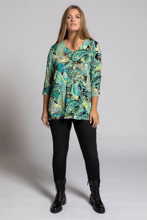 Slinkyshirt, A-Linie, Paisleydesign, 3/4-Ärmel