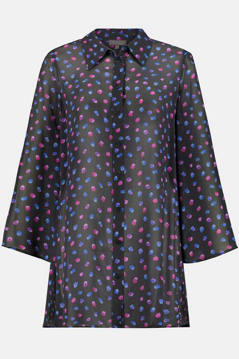 Longbluse, Tupfen, Langarm, Hemdkragen, Viskose