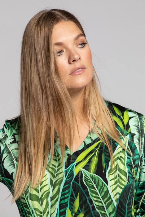 Slinkyshirt, Classic, Blätterdesign, Langarm, V-Ausschnitt