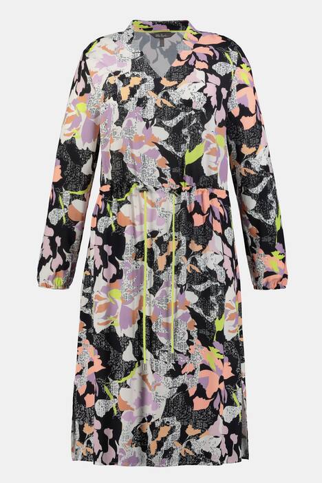 Kleid, Blumenmuster, Color-Bindeband, Langarm