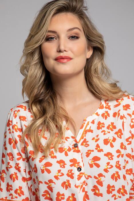 Ribbon Trim Flounce Sleeve Floral Blouse