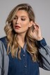 jeansblouse, patch look, oversized, lange mouwen