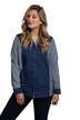 Džínová halenka, oversize, pačvork vzhled, dlouhé rukávy