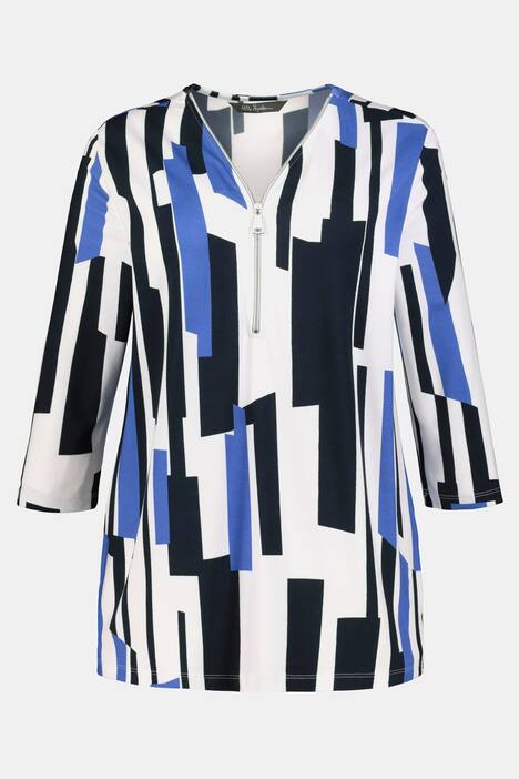Shirt, Grafikmuster, Classic, Reißverschluss, 3/4-Arm