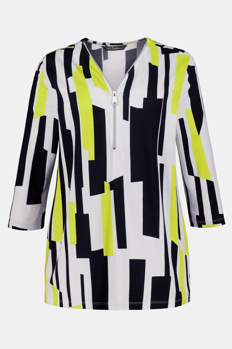 Shirt, Grafikmuster, Classic, Reißverschluss, 3/4-Arm