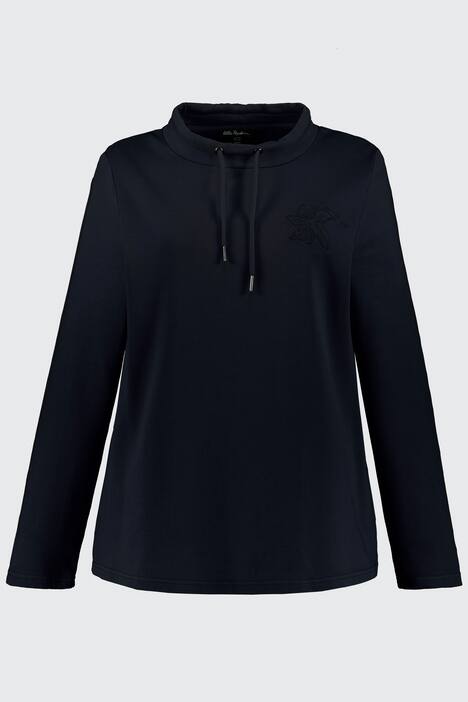 Sweatshirt, Stickerei, Stehkragen, Bindeband, Langarm