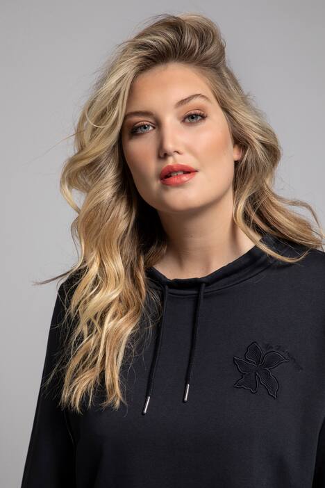 Sweatshirt, Stickerei, Stehkragen, Bindeband, Langarm
