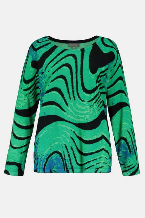 Pullover, Wellen-Design, Rundhals, Langarm
