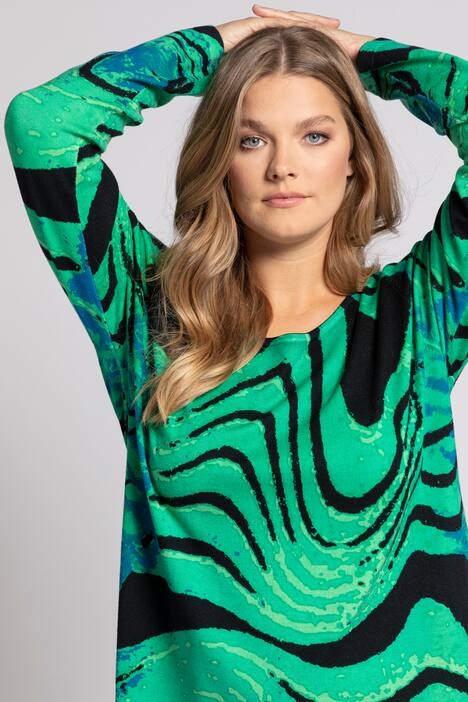 Pullover, Wellen-Design, Rundhals, Langarm