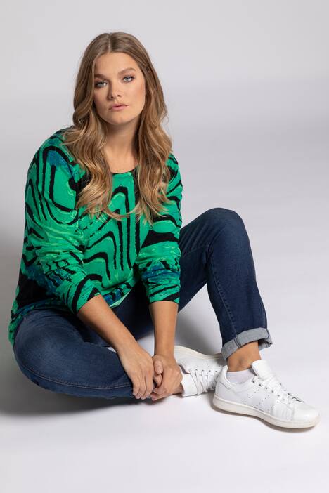 Pullover, Wellen-Design, Rundhals, Langarm