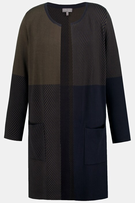 Gilet long, imprimé damier, encolure arrondie