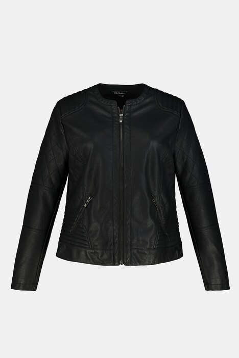 Bikerjacke, Lederoptik, Steppungen, gemustertes Futter