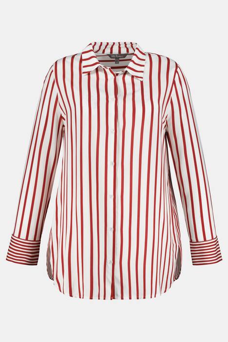 Hemdbluse, Streifenmix, Hemdkragen, Langarm