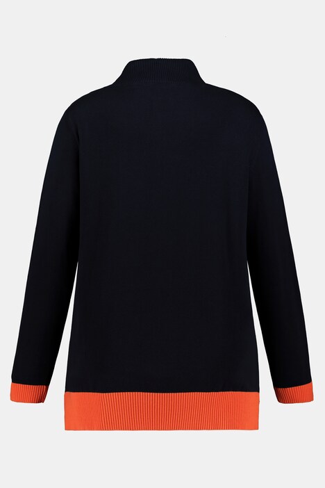 Pullover, Farbakzente, Stehkragen, Bindeband, Langarm