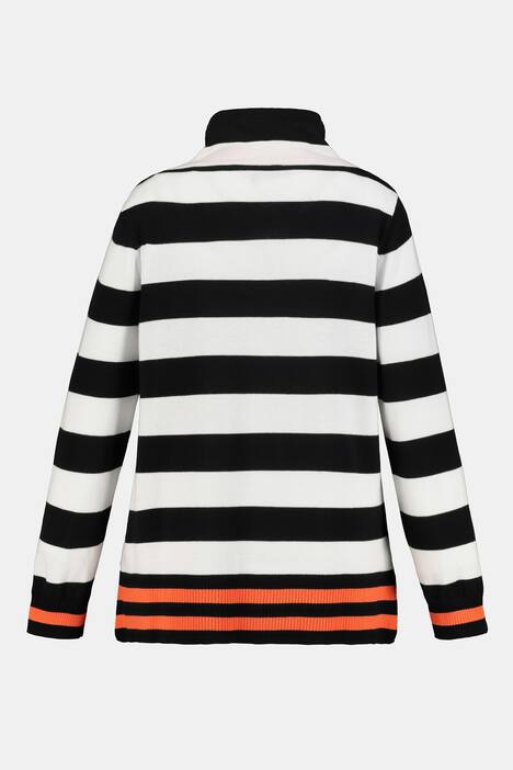 Pullover, Streifen, Farbakzent, Stehkragen, Feinstrick