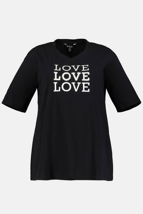 T-Shirt, LOVE, Pailletten, Classic, V-Ausschnitt