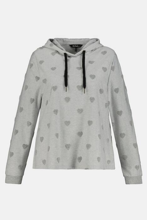 Sweatshirt, gestickte Herzen, Kapuze, Langarm