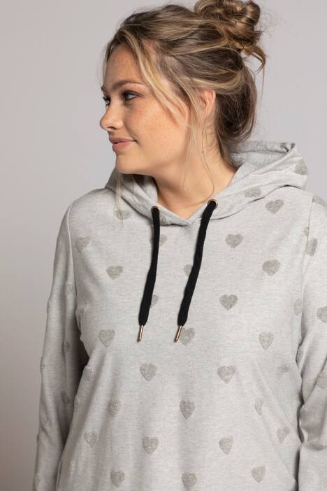 Sweatshirt, gestickte Herzen, Kapuze, Langarm