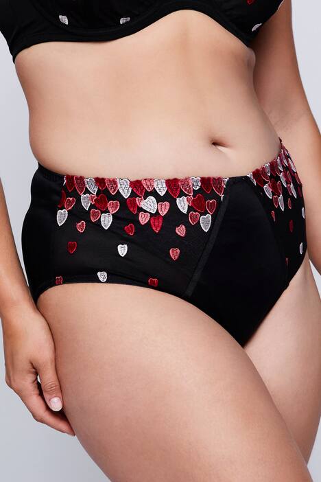 Slip, Mesh-Einsätze, Herz-Stickerei, hinten Zierbänder