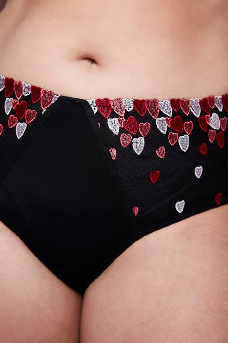 Slip, Mesh-Einsätze, Herz-Stickerei, hinten Zierbänder