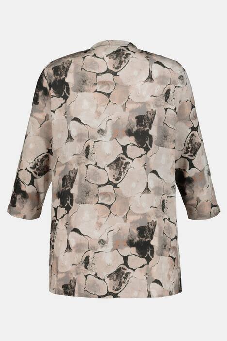 Marbled Print A-line Fit Slinky Stretch Knit Top
