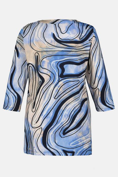 Shirt, Linien-Design, 3/4-Ärmel, V-Ausschnitt