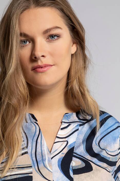 Shirt, Linien-Design, 3/4-Ärmel, V-Ausschnitt
