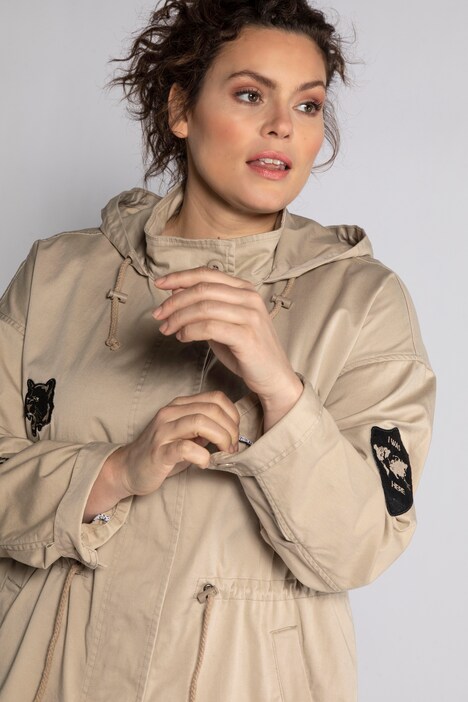 Parka, Stickerei, Taillentunnel, Kapuze