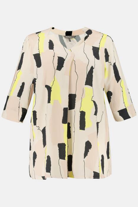 Graphic Print V-Neck Crepe Blouse