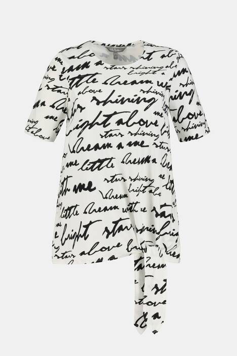 Shirt, Lettering-Muster, Classic, Saumknoten, Halbarm
