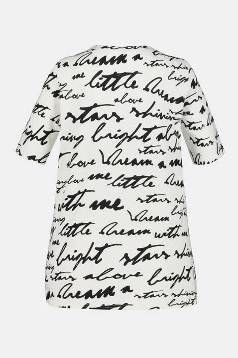Shirt, Lettering-Muster, Classic, Saumknoten, Halbarm