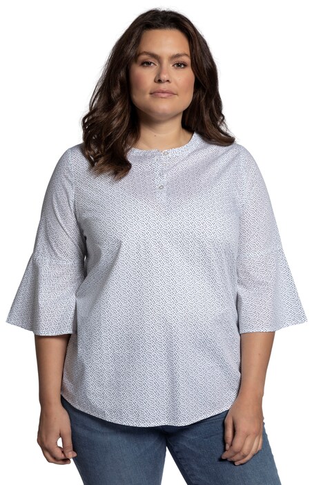 Tunika, puntíky, knoflíková léga, 3/4 volánové rukávy
