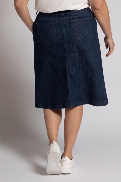 Eco Cotton Dark Denim Button Front Skirt